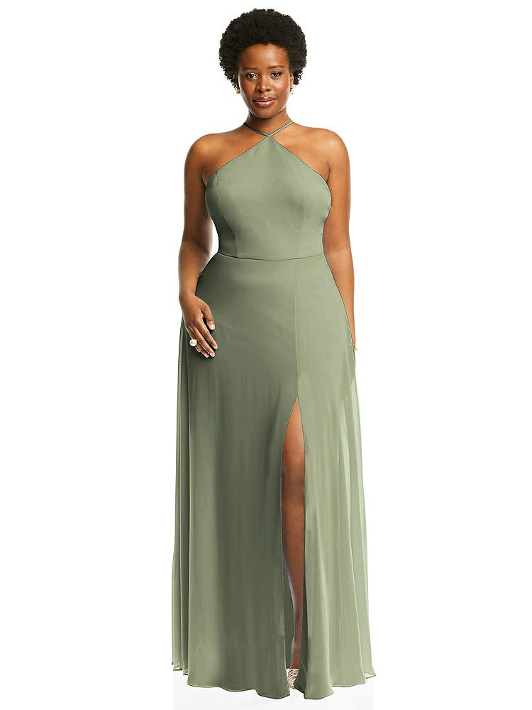 【STYLE: LB035】Diamond Halter Maxi Dress with Adjustable Straps【COLOR: Sage】