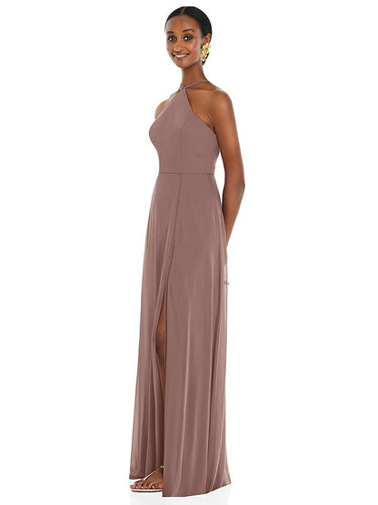 【STYLE: LB035】Diamond Halter Maxi Dress with Adjustable Straps【COLOR: Sienna】