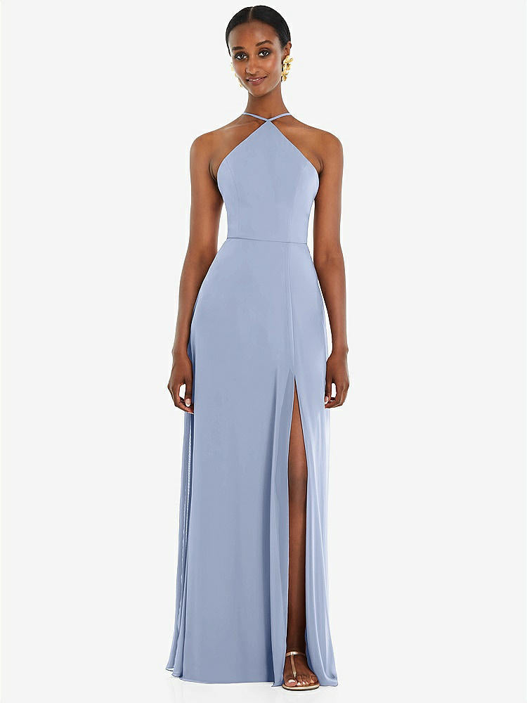 【STYLE: LB035】Diamond Halter Maxi Dress with Adjustable Straps【COLOR: Sky Blue】