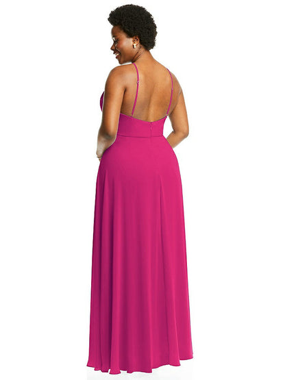 【NEW】【STYLE: LB035】ダイヤモンド ホルター マキシ ドレス 調整可能 ストラップ【COLOR: Think Pink】【SIZE: 00-30W】