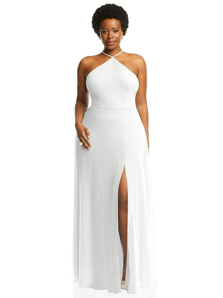 【STYLE: LB035】Diamond Halter Maxi Dress with Adjustable Straps【COLOR: White】
