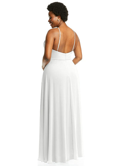 【STYLE: LB035】Diamond Halter Maxi Dress with Adjustable Straps【COLOR: White】