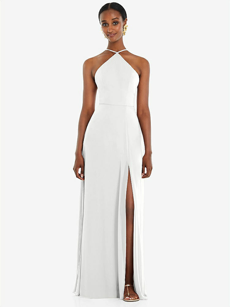 【STYLE: LB035】Diamond Halter Maxi Dress with Adjustable Straps【COLOR: White】