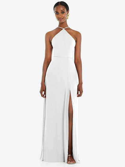 【STYLE: LB035】Diamond Halter Maxi Dress with Adjustable Straps【COLOR: White】