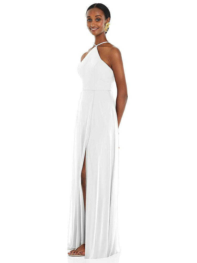 【STYLE: LB035】Diamond Halter Maxi Dress with Adjustable Straps【COLOR: White】