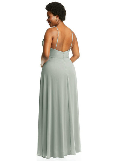 【STYLE: LB035】Diamond Halter Maxi Dress with Adjustable Straps【COLOR: Willow Green】