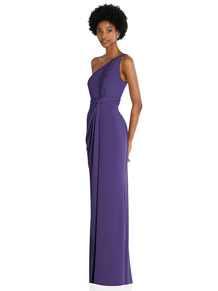【STYLE: TH100】One-Shoulder Twist Draped Maxi Dress【COLOR: Regalia - PANTONE Ultra Violet】