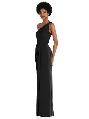 【NEW】【STYLE: TH100】ワンショルダー ひねり ドレープ マキシ ドレス【COLOR: Black】【SIZE: 00-30W】