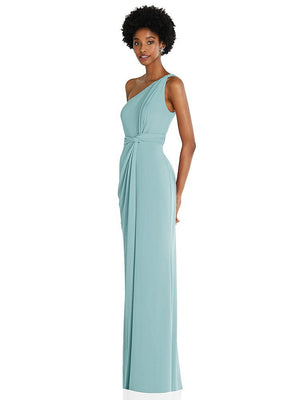 【NEW】【STYLE: TH100】ワンショルダー ひねり ドレープ マキシ ドレス【COLOR: Canal Blue】【SIZE: 00-30W】