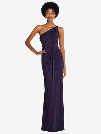 【STYLE: TH100】One-Shoulder Twist Draped Maxi Dress【COLOR: Concord】
