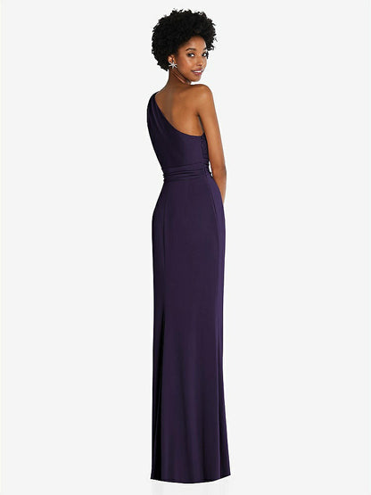【STYLE: TH100】One-Shoulder Twist Draped Maxi Dress【COLOR: Concord】
