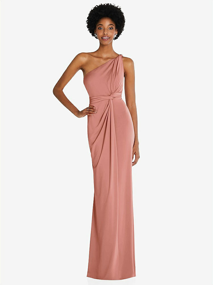 【NEW】【STYLE: TH100】ワンショルダー ひねり ドレープ マキシ ドレス【COLOR: Desert Rose】【SIZE: 00-30W】
