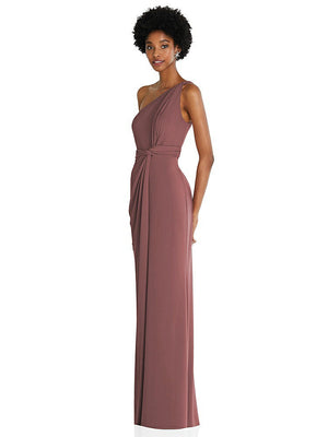 【NEW】【STYLE: TH100】ワンショルダー ひねり ドレープ マキシ ドレス【COLOR: English Rose】【SIZE: 00-30W】