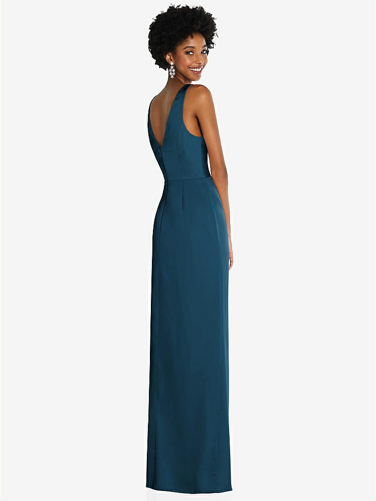 【NEW】【STYLE: 6864】フェイク ラップ ささやき サテン マキシ ドレス ドレープ チューリップ スカート【COLOR: Atlantic Blue】【SIZE: 00-30W】