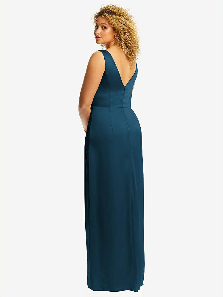 【NEW】【STYLE: 6864】フェイク ラップ ささやき サテン マキシ ドレス ドレープ チューリップ スカート【COLOR: Atlantic Blue】【SIZE: 00-30W】