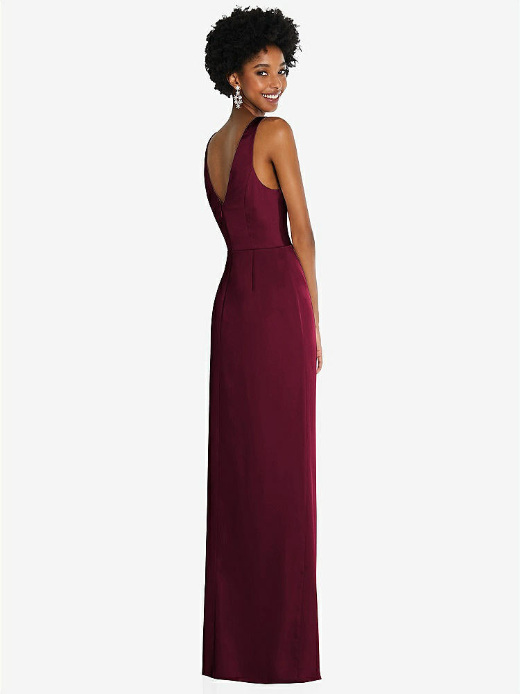 【NEW】【STYLE: 6864】フェイク ラップ ささやき サテン マキシ ドレス ドレープ チューリップ スカート【COLOR: Cabernet】【SIZE: 00-30W】