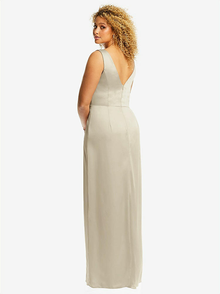 【NEW】【STYLE: 6864】フェイク ラップ ささやき サテン マキシ ドレス ドレープ チューリップ スカート【COLOR: Champagne】【SIZE: 00-30W】