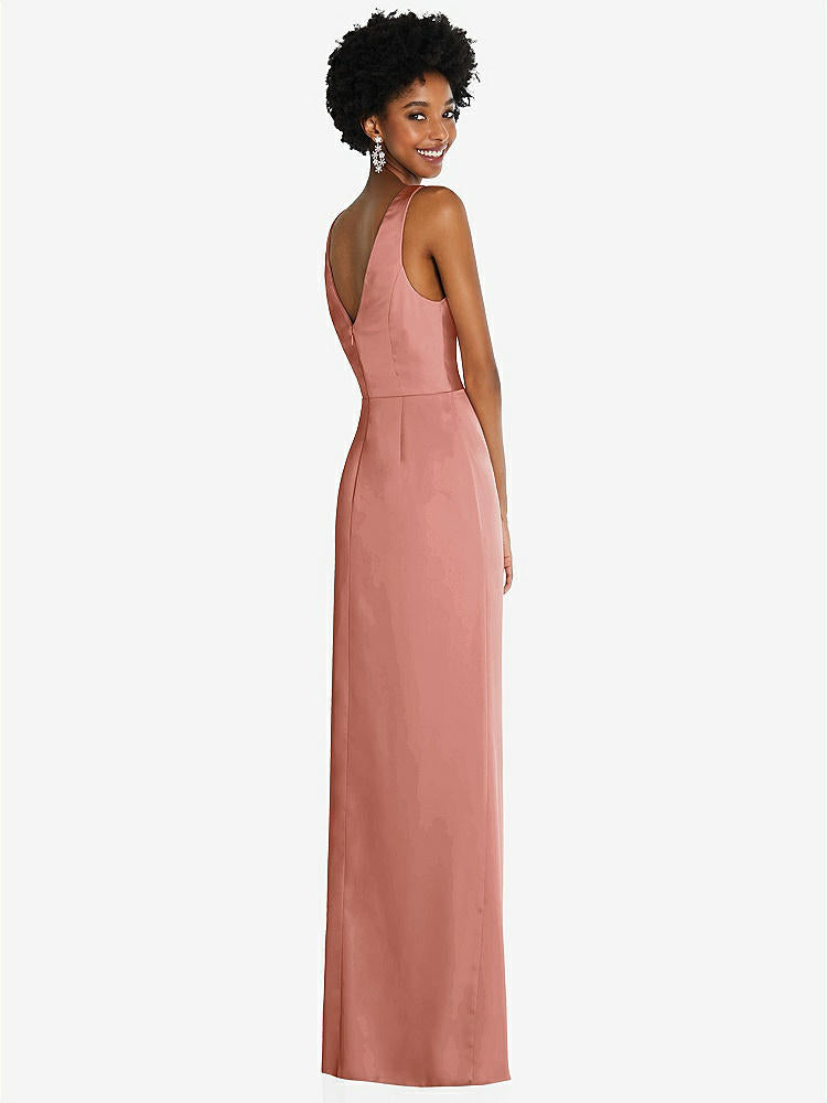 【NEW】【STYLE: 6864】フェイク ラップ ささやき サテン マキシ ドレス ドレープ チューリップ スカート【COLOR: Desert Rose】【SIZE: 00-30W】