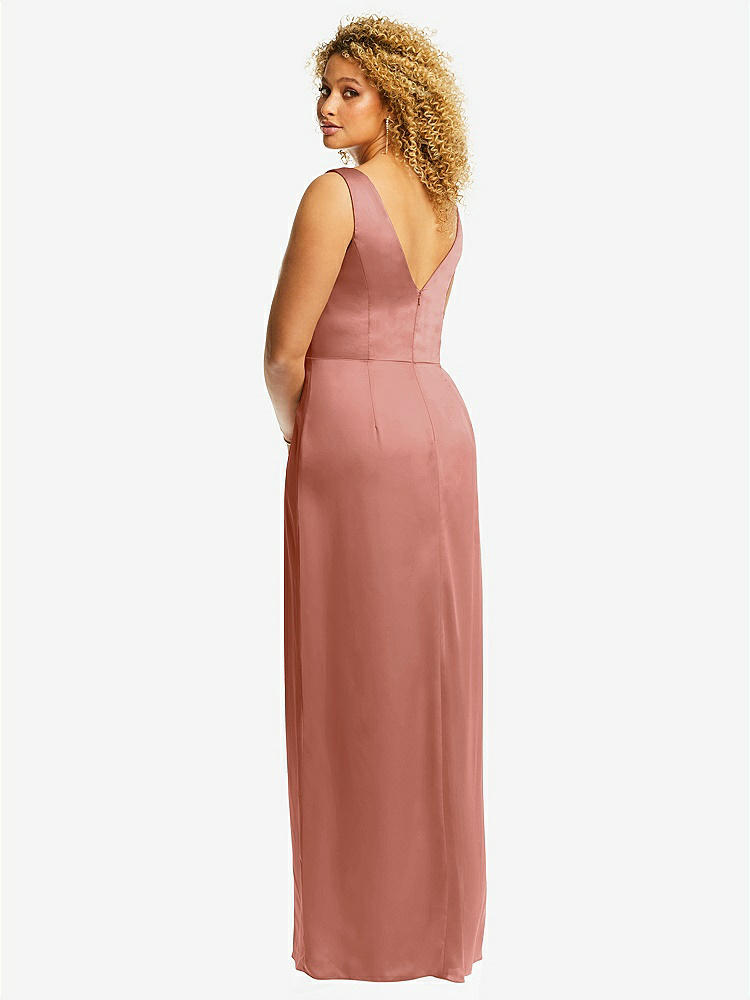 【NEW】【STYLE: 6864】フェイク ラップ ささやき サテン マキシ ドレス ドレープ チューリップ スカート【COLOR: Desert Rose】【SIZE: 00-30W】