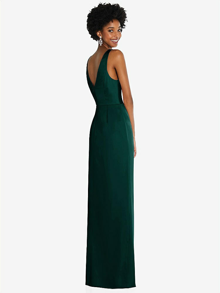 【NEW】【STYLE: 6864】フェイク ラップ ささやき サテン マキシ ドレス ドレープ チューリップ スカート【COLOR: Evergreen】【SIZE: 00-30W】