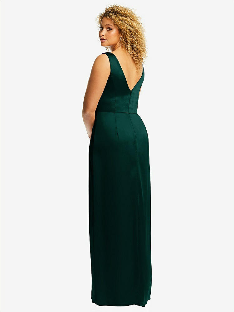 【NEW】【STYLE: 6864】フェイク ラップ ささやき サテン マキシ ドレス ドレープ チューリップ スカート【COLOR: Evergreen】【SIZE: 00-30W】