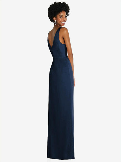 【NEW】【STYLE: 6864】フェイク ラップ ささやき サテン マキシ ドレス ドレープ チューリップ スカート【COLOR: Midnight Navy】【SIZE: 00-30W】