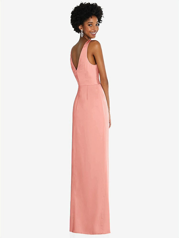 【NEW】【STYLE: 6864】フェイク ラップ ささやき サテン マキシ ドレス ドレープ チューリップ スカート【COLOR: Rose - PANTONE Rose Quartz】【SIZE: 00-30W】