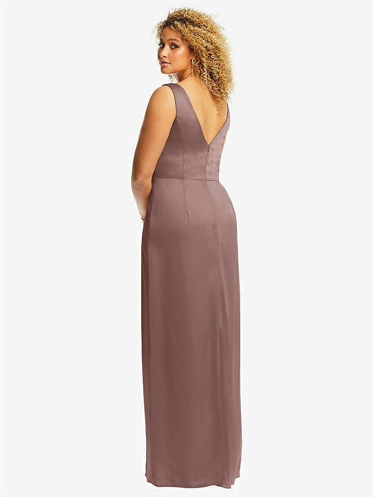 【STYLE: 6864】Faux Wrap Whisper Satin Maxi Dress with Draped Tulip Skirt【COLOR: Sienna】