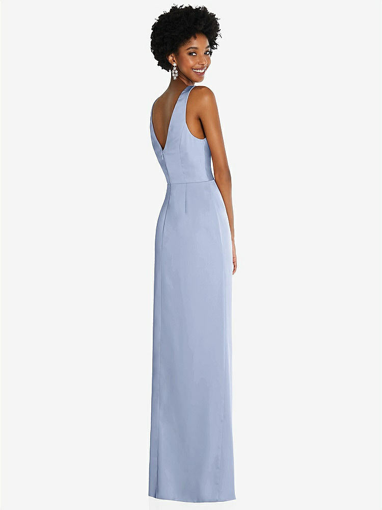【NEW】【STYLE: 6864】フェイク ラップ ささやき サテン マキシ ドレス ドレープ チューリップ スカート【COLOR: Sky Blue】【SIZE: 00-30W】
