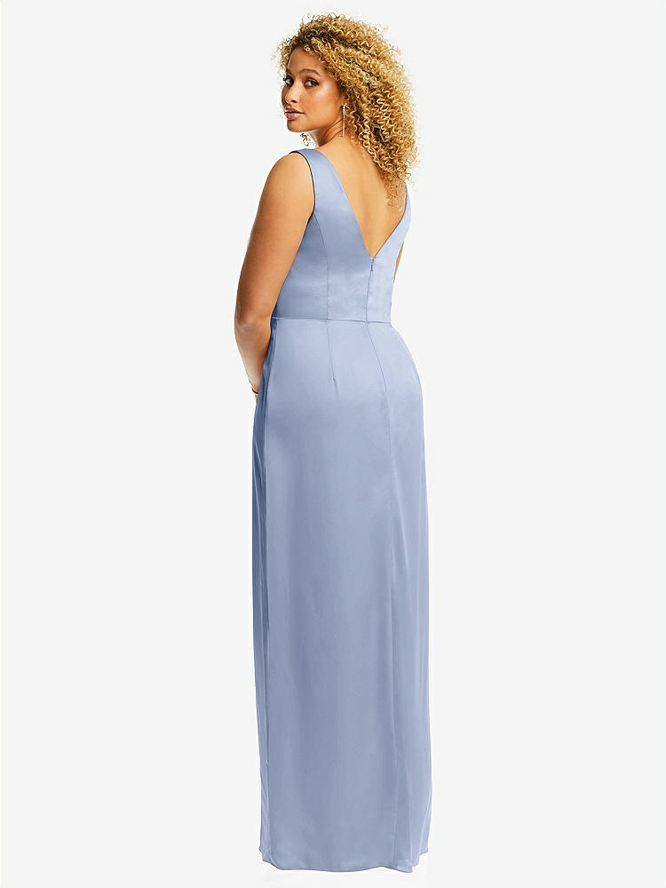 【NEW】【STYLE: 6864】フェイク ラップ ささやき サテン マキシ ドレス ドレープ チューリップ スカート【COLOR: Sky Blue】【SIZE: 00-30W】
