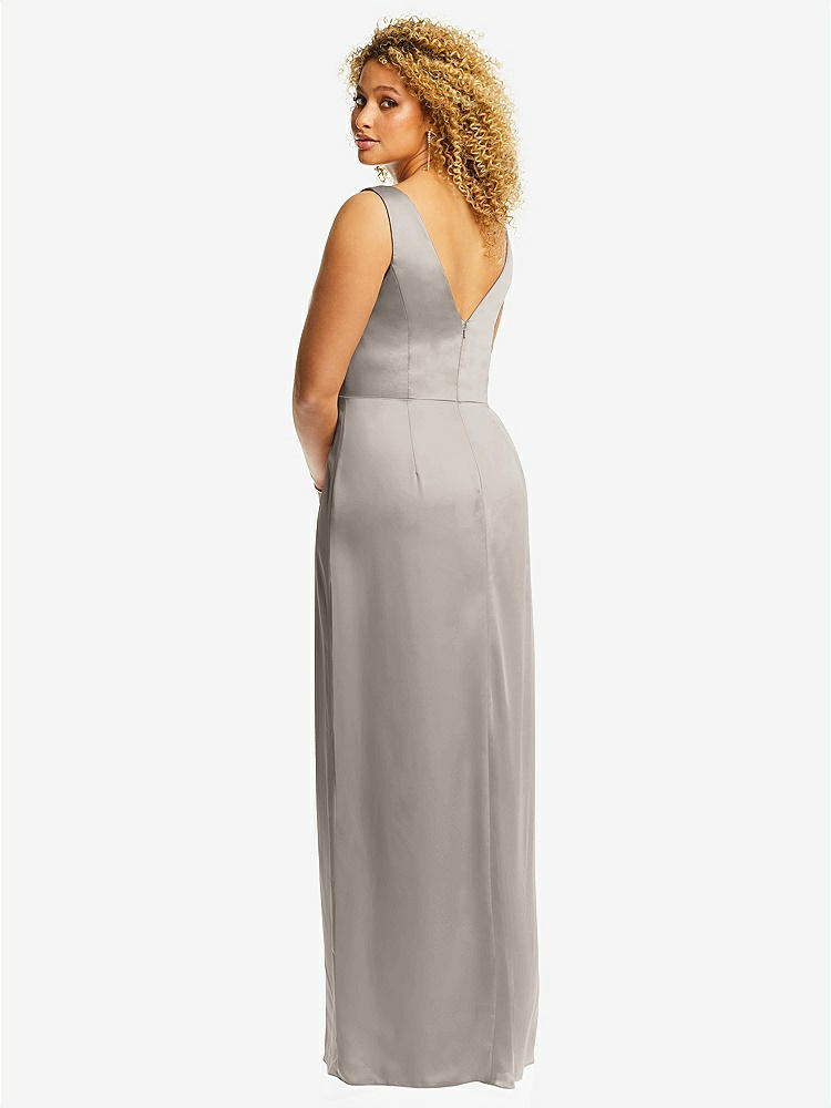 【NEW】【STYLE: 6864】フェイク ラップ ささやき サテン マキシ ドレス ドレープ チューリップ スカート【COLOR: Taupe】【SIZE: 00-30W】