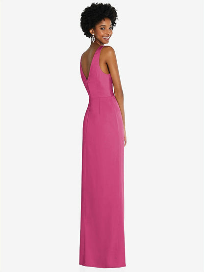 【NEW】【STYLE: 6864】フェイク ラップ ささやき サテン マキシ ドレス ドレープ チューリップ スカート【COLOR: Tea Rose】【SIZE: 00-30W】