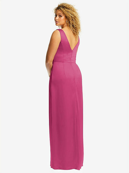【NEW】【STYLE: 6864】フェイク ラップ ささやき サテン マキシ ドレス ドレープ チューリップ スカート【COLOR: Tea Rose】【SIZE: 00-30W】