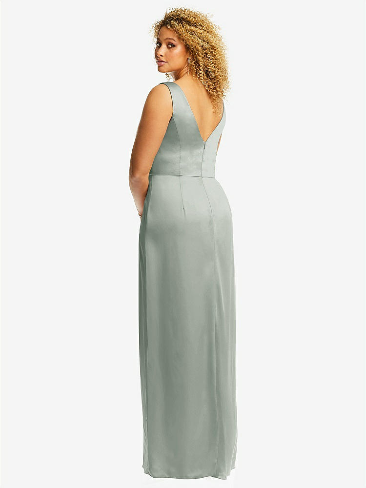 【NEW】【STYLE: 6864】フェイク ラップ ささやき サテン マキシ ドレス ドレープ チューリップ スカート【COLOR: Willow Green】【SIZE: 00-30W】