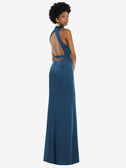 【NEW】【STYLE: LB037】高 首 バックレス マキシ ドレス スリム ベルト【COLOR: Dusk Blue】【SIZE: 00-30W】