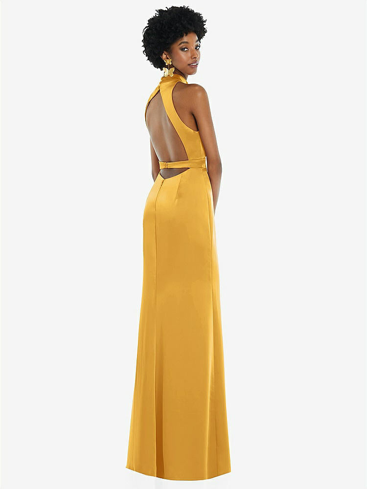 【NEW】【STYLE: LB037】高 首 バックレス マキシ ドレス スリム ベルト【COLOR: NYC Yellow】【SIZE: 00-30W】