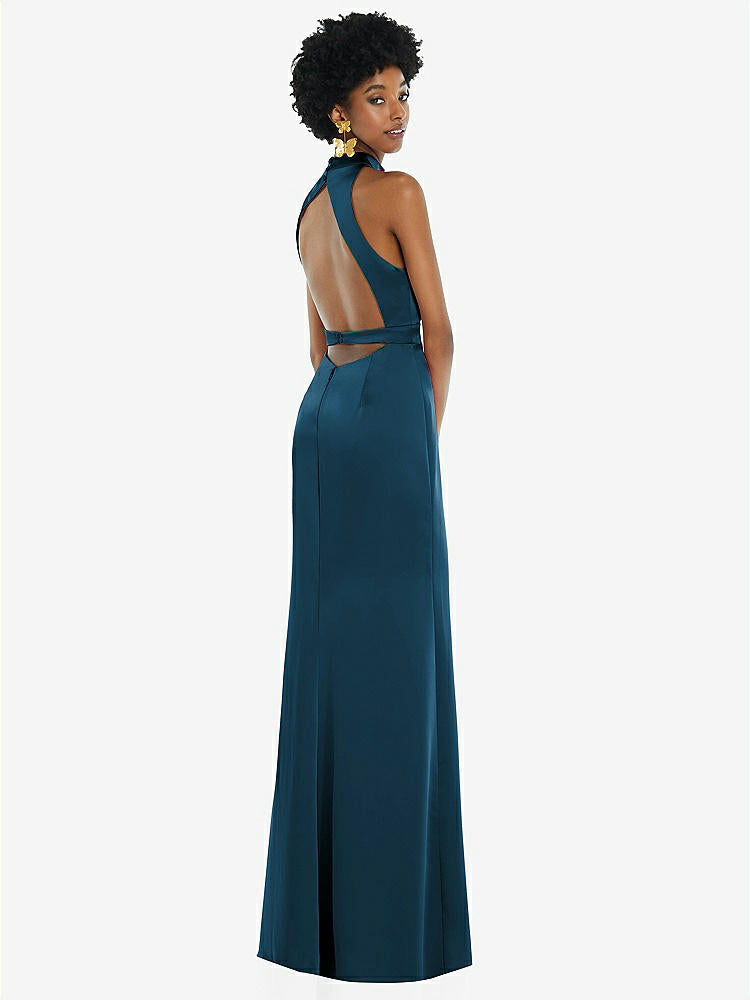 【NEW】【STYLE: LB037】高 首 バックレス マキシ ドレス スリム ベルト【COLOR: Atlantic Blue】【SIZE: 00-30W】