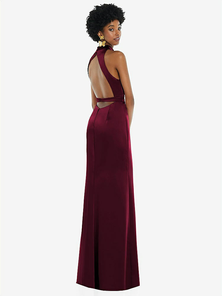 【NEW】【STYLE: LB037】高 首 バックレス マキシ ドレス スリム ベルト【COLOR: Cabernet】【SIZE: 00-30W】