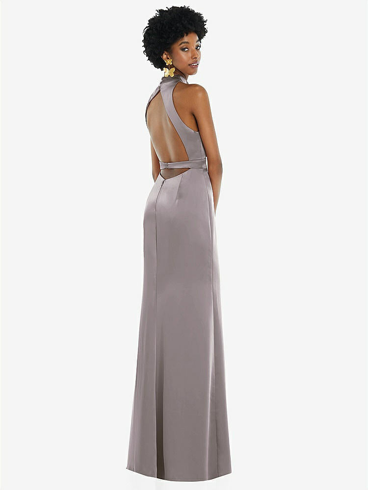 【NEW】【STYLE: LB037】高 首 バックレス マキシ ドレス スリム ベルト【COLOR: Cashmere Gray】【SIZE: 00-30W】
