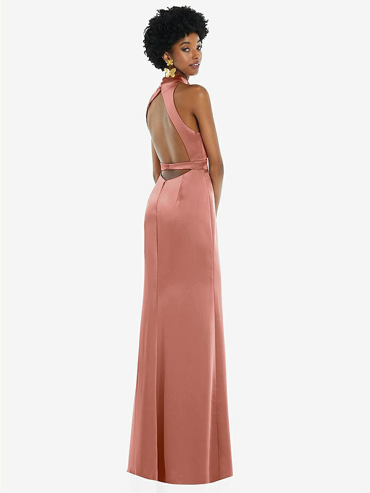 【NEW】【STYLE: LB037】高 首 バックレス マキシ ドレス スリム ベルト【COLOR: Desert Rose】【SIZE: 00-30W】