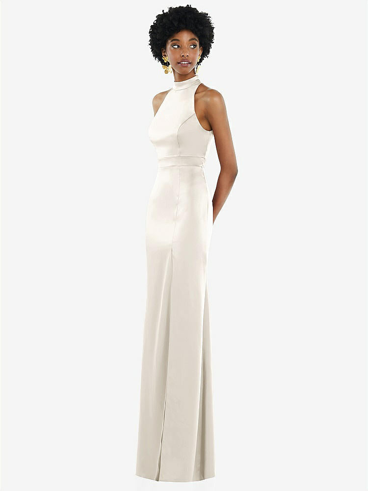 【NEW】【STYLE: LB037】高 首 バックレス マキシ ドレス スリム ベルト【COLOR: Ivory】【SIZE: 00-30W】