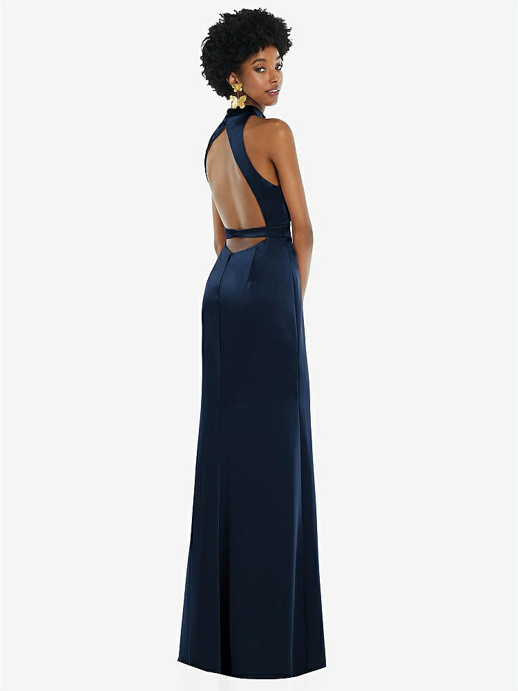【NEW】【STYLE: LB037】高 首 バックレス マキシ ドレス スリム ベルト【COLOR: Midnight Navy】【SIZE: 00-30W】