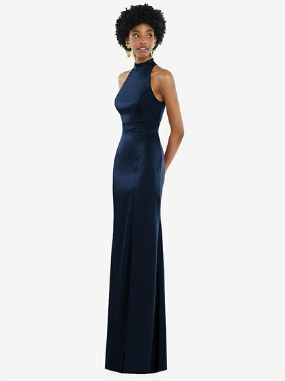 【NEW】【STYLE: LB037】高 首 バックレス マキシ ドレス スリム ベルト【COLOR: Midnight Navy】【SIZE: 00-30W】