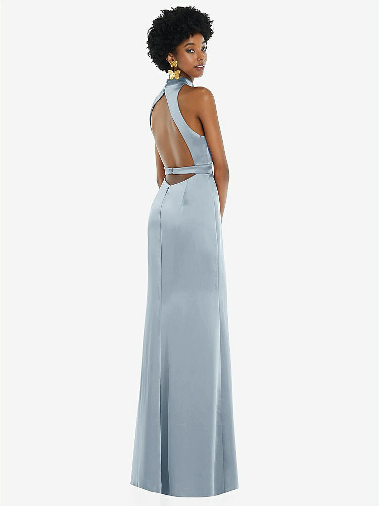 【NEW】【STYLE: LB037】高 首 バックレス マキシ ドレス スリム ベルト【COLOR: Mist】【SIZE: 00-30W】