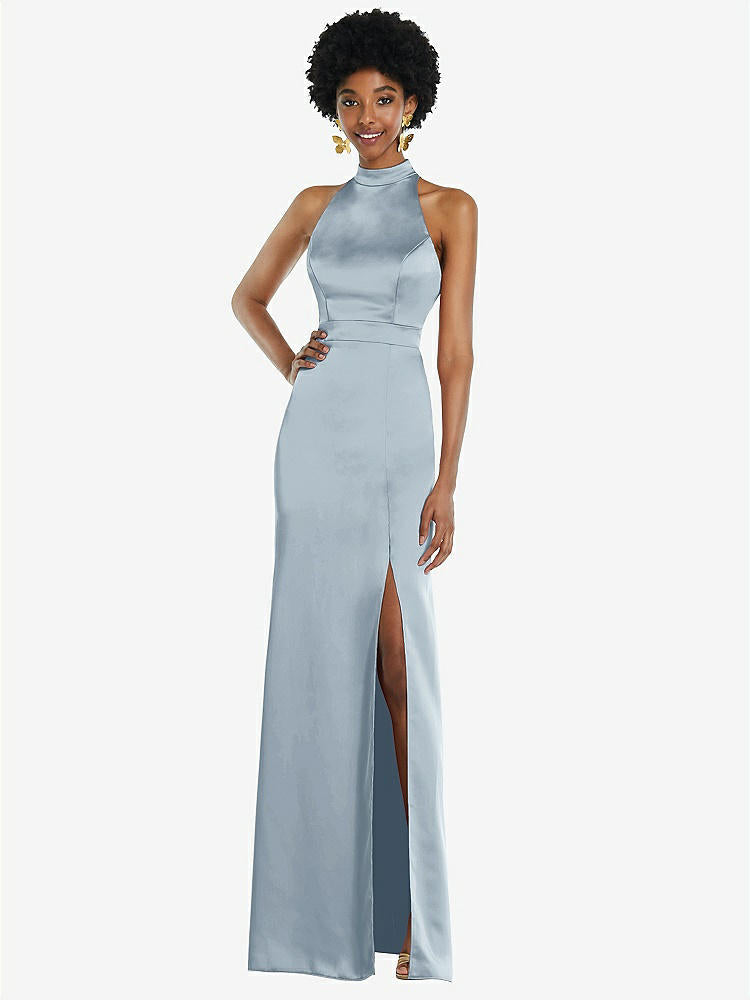 【STYLE: LB037】High Neck Backless Maxi Dress with Slim Belt【COLOR: Mist】