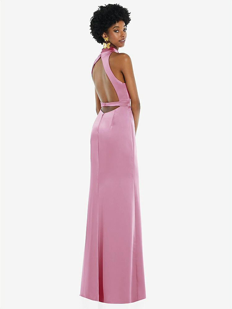 【NEW】【STYLE: LB037】高 首 バックレス マキシ ドレス スリム ベルト【COLOR: Powder Pink】【SIZE: 00-30W】
