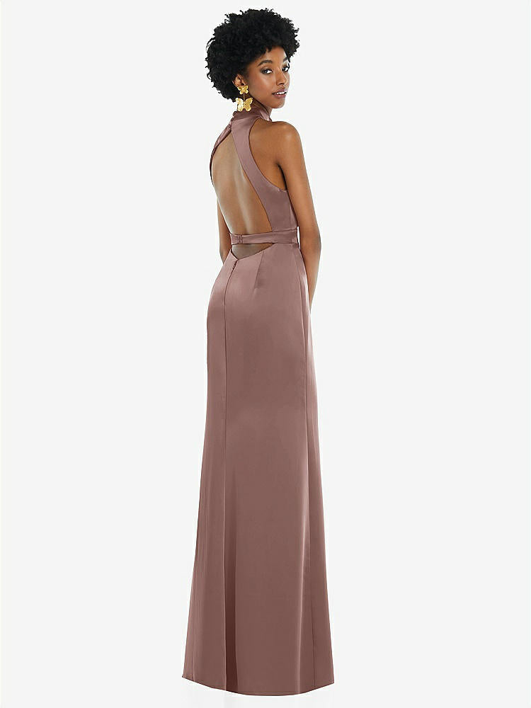 【STYLE: LB037】High Neck Backless Maxi Dress with Slim Belt【COLOR: Sienna】