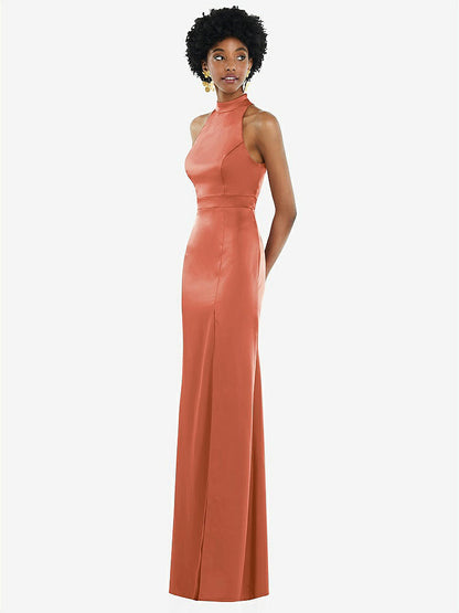 【NEW】【STYLE: LB037】高 首 バックレス マキシ ドレス スリム ベルト【COLOR: Terracotta Copper】【SIZE: 00-30W】