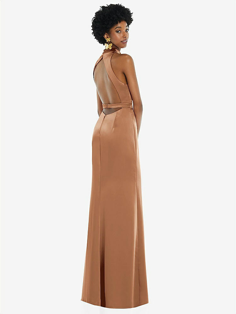【STYLE: LB037】High Neck Backless Maxi Dress with Slim Belt【COLOR: Toffee】