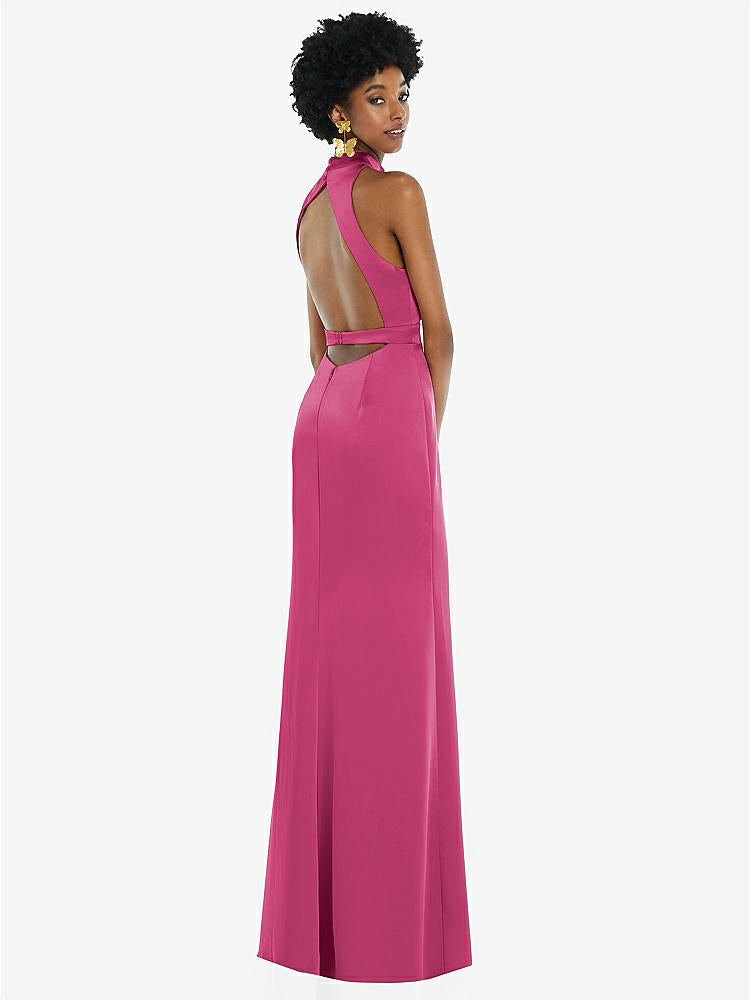 【NEW】【STYLE: LB037】高 首 バックレス マキシ ドレス スリム ベルト【COLOR: Tea Rose】【SIZE: 00-30W】